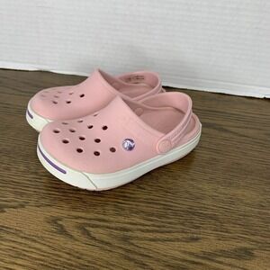CROCS  Kids Crocband II Petal Pink and Purple Clogs via Size 6-7